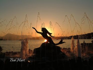 Mermaid Fountain at Sunset, Poros Greece