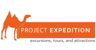 Logo of Project Expedition with an orange camel and text.