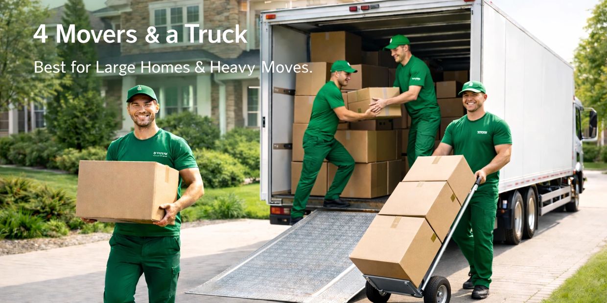 4 movers loading the truck in Boston.