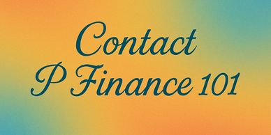 Contact P Finance 101 on a colorful gradient background.