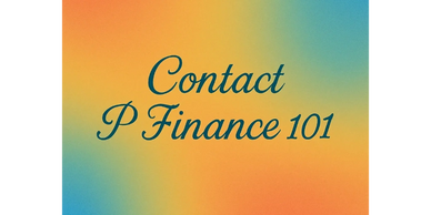 Contact P Finance 101 on a colorful gradient background.