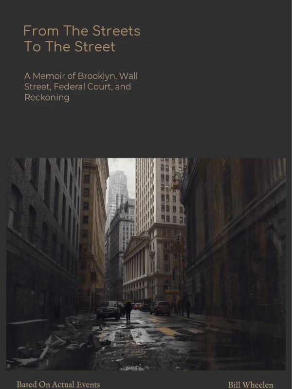 Book cover featuring a rainy Wall Street street scene with tall buildings.