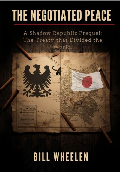 Book cover of 'The Negotiated Peace' showing a historical map with German and Japanese flags.