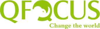 Logo of QFOCUS with the tagline 'Change the world'.