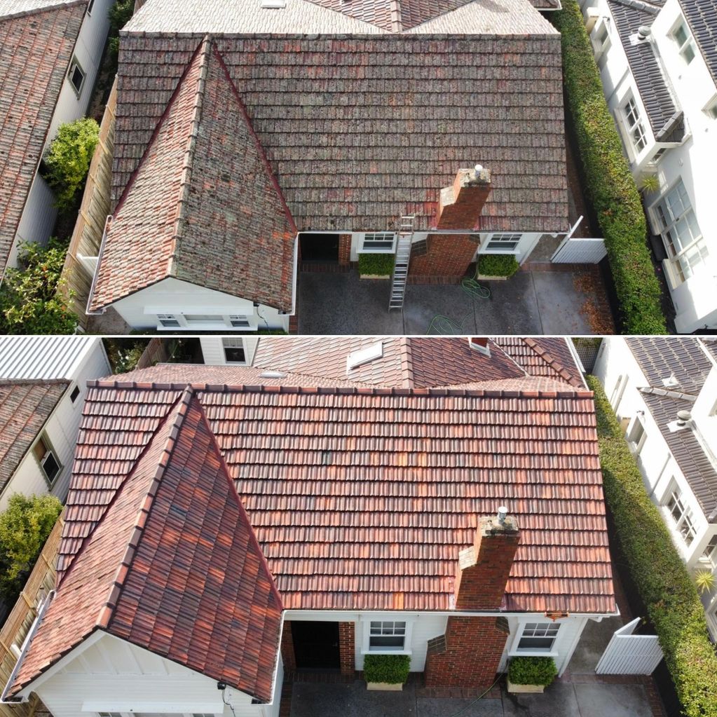 Terracotta roof cleaning