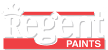 Regent Paints logo with crown and red background.