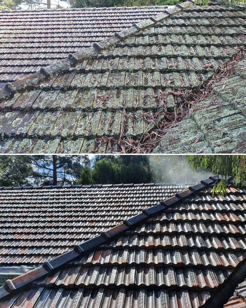 Terracotta roof high pressure cleaning