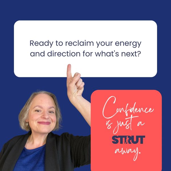 Anna Gordon pointing upward with text “Ready to reclaim your energy and direction for what’s next.”