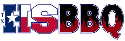 Logo reading 'TX HS BBQ' with Texas flag colors and flame design.