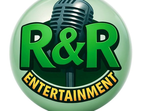 Logo of R&R Entertainment with a microphone and green text.