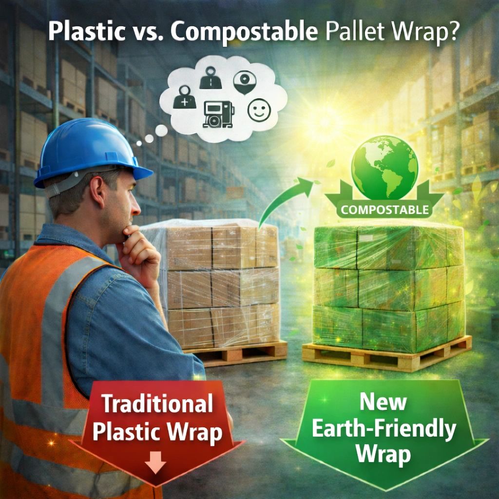 Compostable hand pallet wrap
