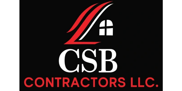 CSB Contractors LLC logo with house roof and window design.
