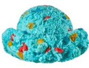 Blue Moon Ice Cream sprinkled with Multi-Colored Cookie Dough Pieces.