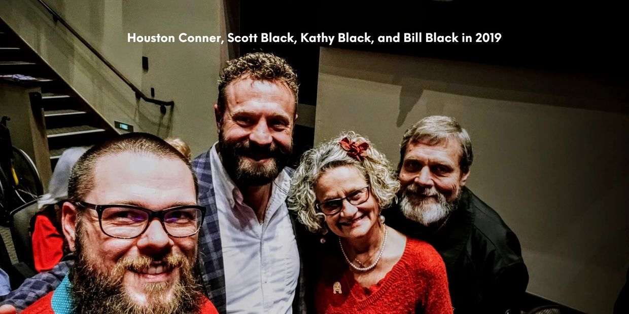 Selfie photo of a family attending a performance