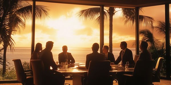 Island Dragonfly’s exclusive business networking event in an oceanfront hotel boardroom.