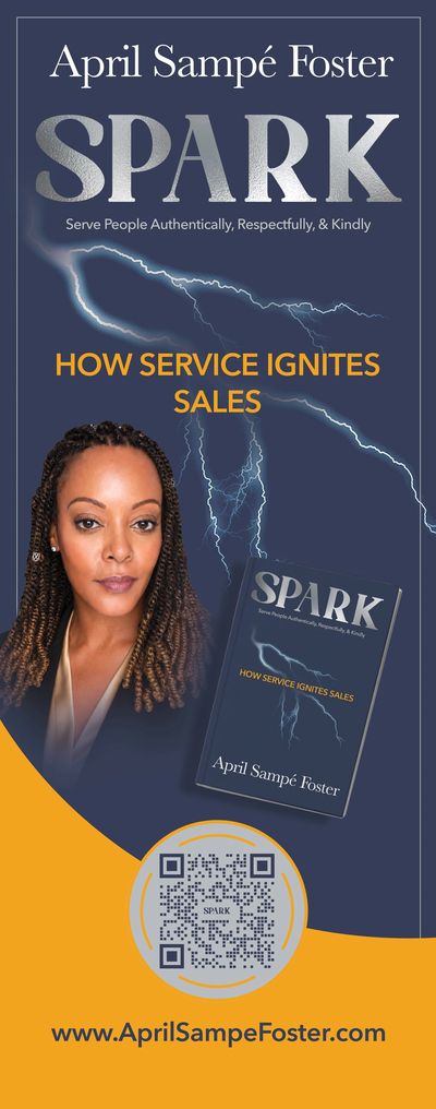 Woman with braided hair and book titled SPARK with lightning background.