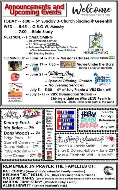 CHURCH BULLETIN 5/31/26 