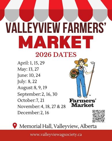 Valleyview Farmers' Market 2026 dates and location.
