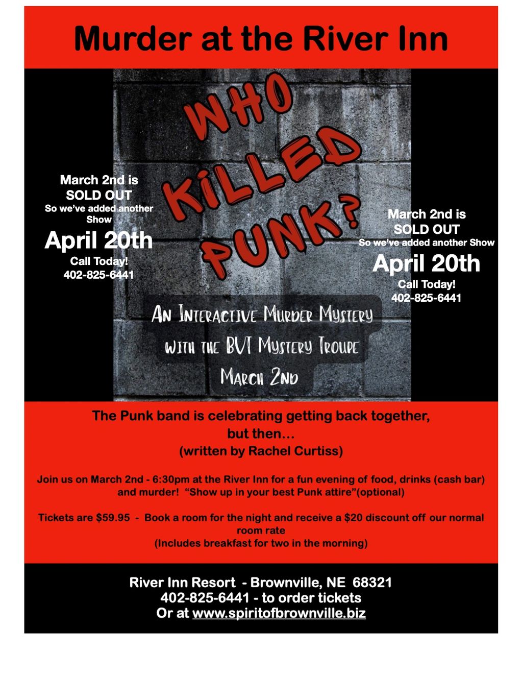 1 day 4 hrs |$59.95
April 20, 2024, 6:30 PM
Join us for hors d'oeuvres, dinner, cash bar and a whole