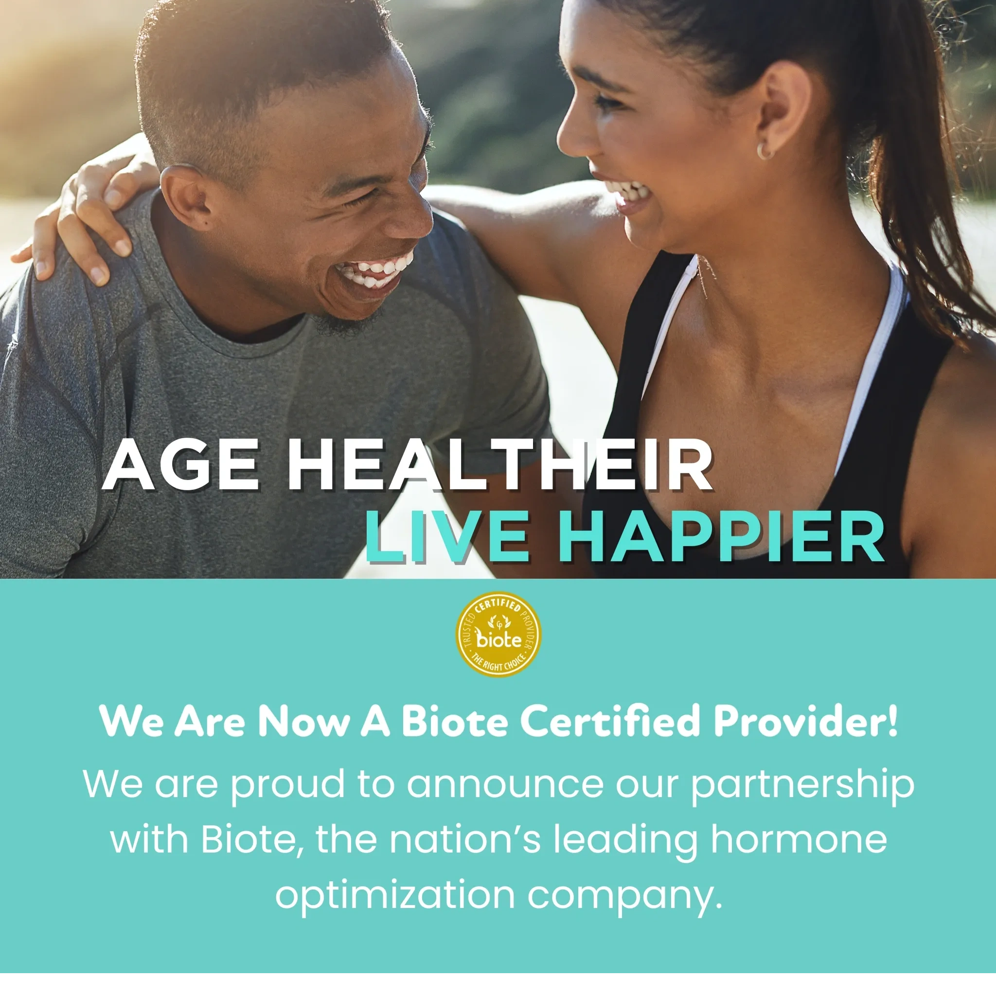 Aging healthier, living happier, bioidentical hormone replacement, Biote