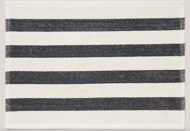 Black and white striped fabric with horizontal lines.