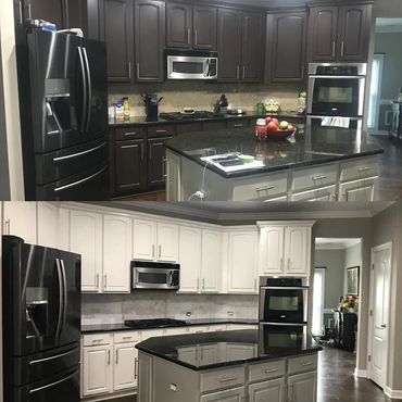 Before and After Cabinet Refinishing 