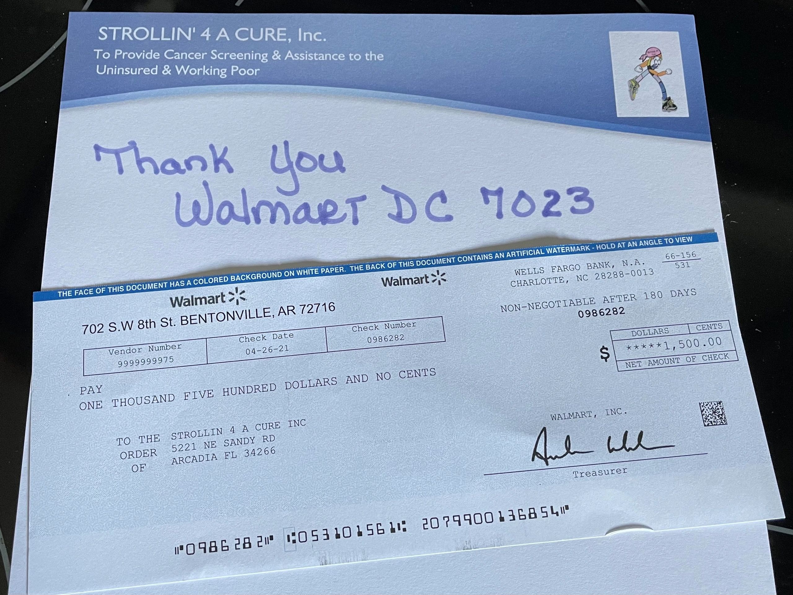 THANK YOU WALMART DC 7023