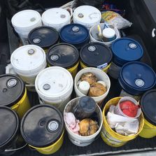 Used oil from an engine service on caterpillar diesels in a Viking Princess.