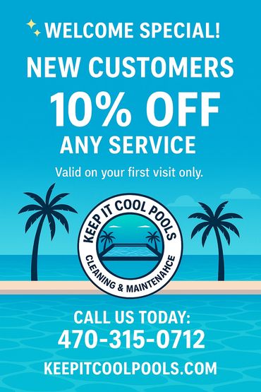 Welcome special: 10% off any service for new customers at Keep It Cool Pools.