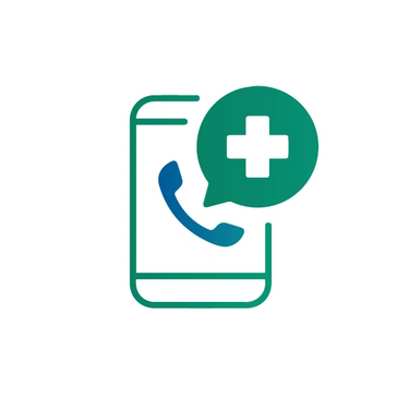 Telemedicine icon of a mobile device with speech bubble.