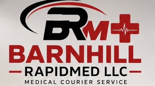 Logo of Barnhill RapidMed LLC medical courier service.
