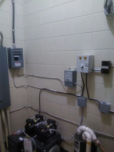 dental office air pump installation and controller plus sub-panel installation