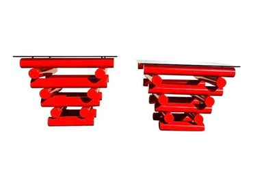 postmodern Red tubular glass side table 
