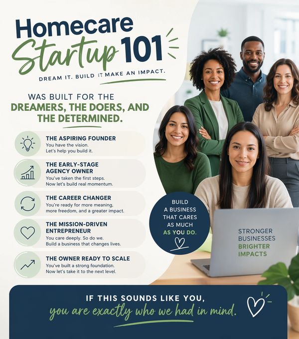 Homecare Startup 101 supports dreamers, doers, and determined individuals in building impactful businesses.