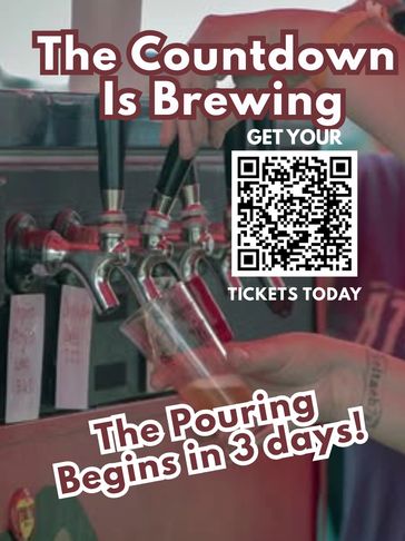 Promotional poster for an event with beer pouring starting in 3 days.