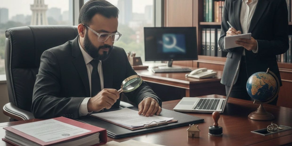Real estate and property law services office in Pakistan with verified legal documents