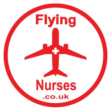 Red airplane logo with a white cross and text 'Flying Nurses.co.uk'.