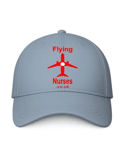 Light blue cap with red Flying Nurses logo featuring an airplane and a nurse's hat.