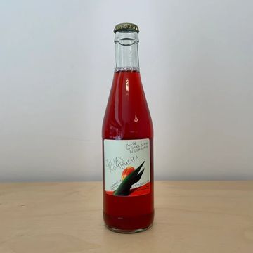 Bottle of Julia's kombucha hibiscus and mint flavour