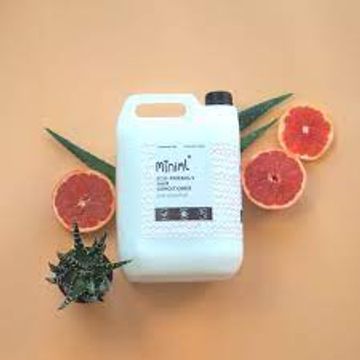 Image of a 5 litre container of Miniml brand hair conditioner with grapefruits.