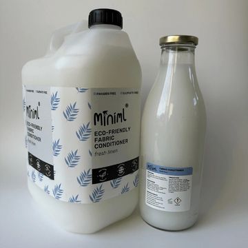 Image of Miniml brand fabric conditioner bottle and 5 litre container