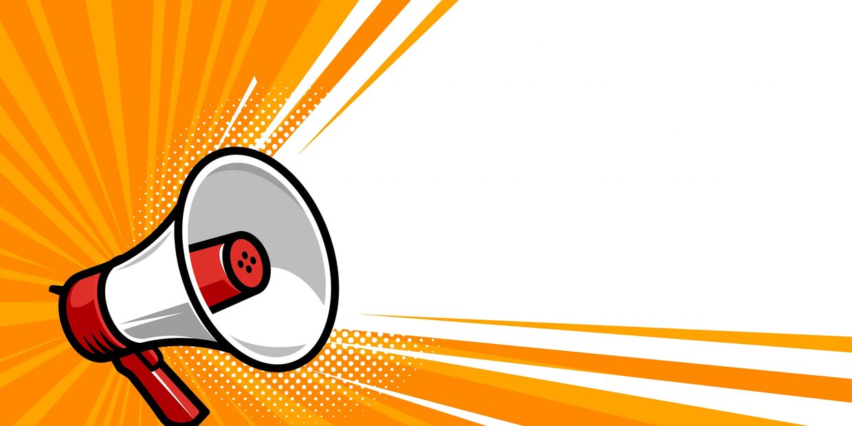 A megaphone, loudspeaker. Speaker, social media, advertising and promotion symbol. 