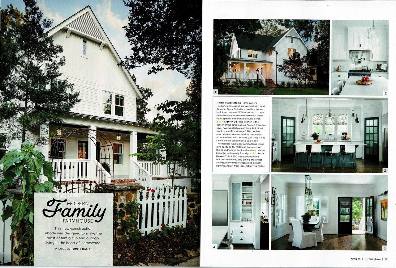 I got a call yesterday from my auto mechanic saying he loved the farmhouse id designed that was featured in the april issue of birmingham magazine that