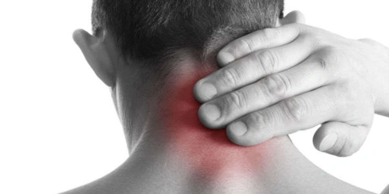 red area on a neck to indicate neck pain
