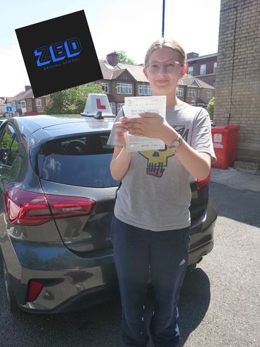 Charlotte passed 1st time at Wood Green test centre