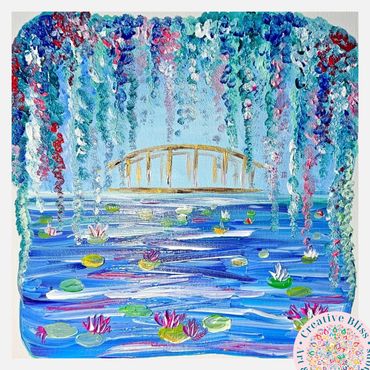 Waterlilies acrylic painting class, workshop in Bristol. Art, painting, creative classes, tutorial