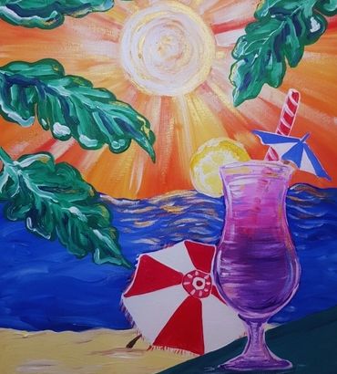 Summer, painting workshop, art class, sip and paint, creative class, Bristol, UK