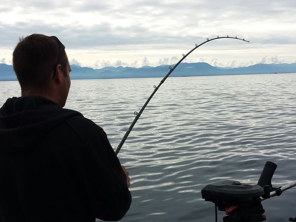 Fishing for Coho and Sockeye by Tugwell island, west of Prince Rupert Harbour. 