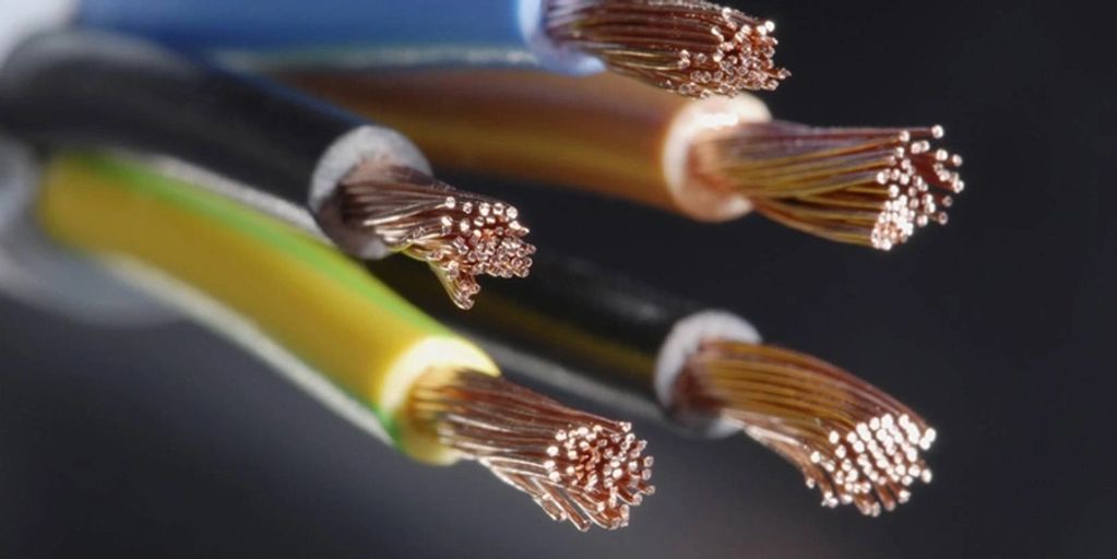 Close-up of multi-colored electrical wire strands.