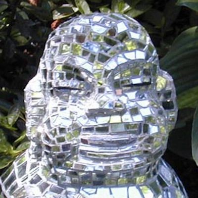 Mosaic bowling ball buddha